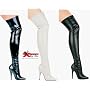 511-ALLY, 5" Heel Thigh High Stretch Boots in White, Black PU or Black Patent by Ellie Shoes