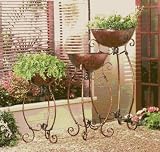 Set of 3 Planters with Beaded Iron Stands in Antique Gold Finish Review