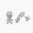 Sterling Silver Cubic Zirconia Skull And CrossBornes CZ Earrings