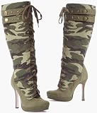 Ellie Shoes - LA426-Seargeant, 4.5 Canvas Camo Military Costume Knee High Boot With 3/4 Platform, Leg Avenue