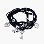 Black Suede Kabbalah String Bracelet with Lucky Eyes and Lucky Charms