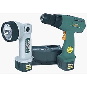Hitachi FDS10DVA 9.6 Volt 3/8-Inch Cordless Drill/Driver Kit includes 2 Batteries, Flashlight, and Bit Set