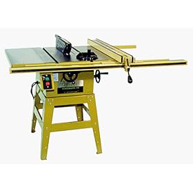 Powermatic 1791228 Model 64 Artisan 10-Inch Left Tilt 1-1/2 Horsepower Contractor Saw with 50-Inch Accu-Fence, 2 Cast Iron Extension Wings, Table Board, and Legs, 115/230-Volt 1 Phase
