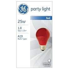 GE Lighting 49727 25-Watt A19 Party Light, Red