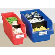 Akro-Mils 30040 ShelfMax Plastic Nesting Shelf Bin Box, 12-Inch Length x 4-Inch Width x 6-Inch Height, Case of 16, Red