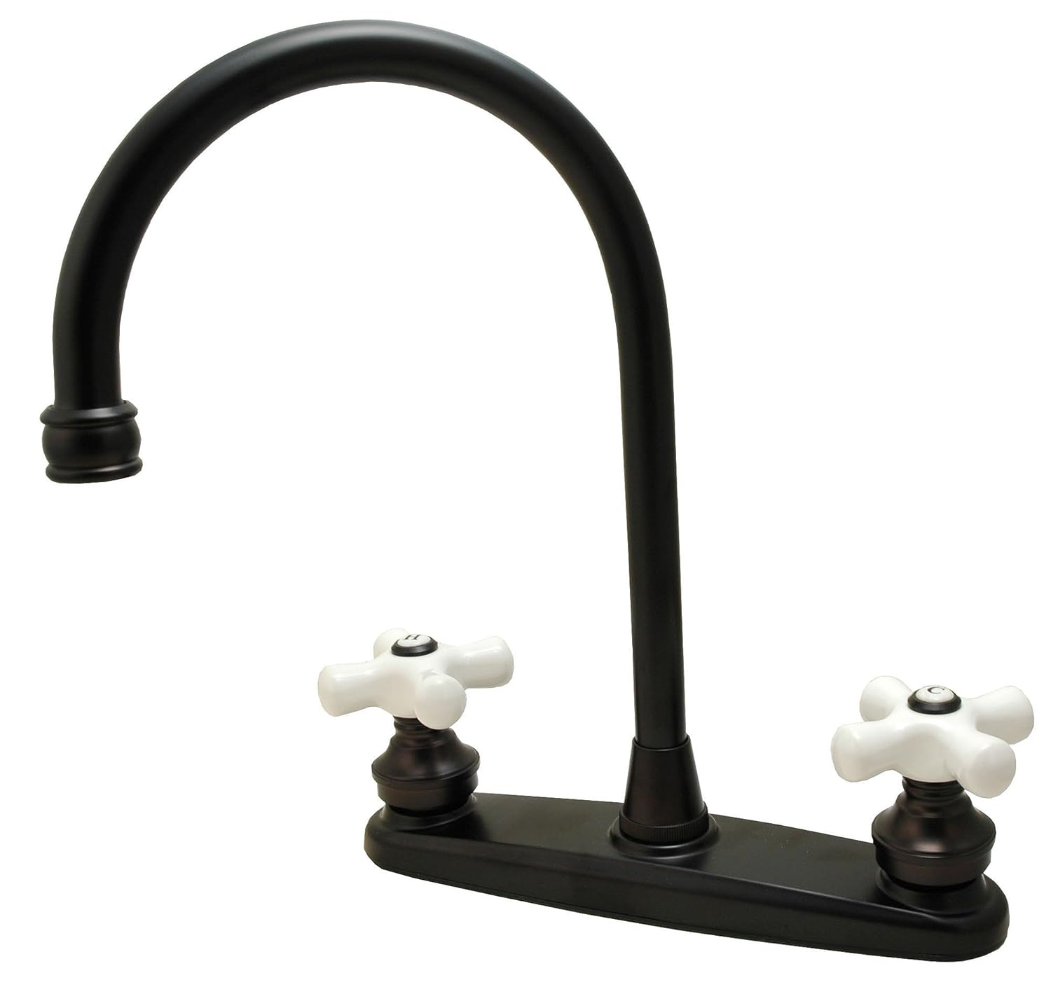 8" Kitchen Deck Faucet, 2-handle, Oil Rubbed Bronze Finish, Porcelain Handles, Washerless Cartridge - By Plumb USA
8" Kitchen Deck Faucet, 2-handle, Oil Rubbed Bronze Finish, Porcelain Handles, Washerless Cartridge - By Plumb USA