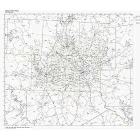 Dallas, TX Metro Area LAMINATED ZIP Code Map, wall sized print by WorkingMaps, Measured in inches 37x28