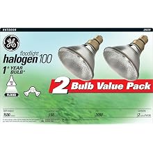 GE 25679 100-Watt Halogen Flood PAR38 Light Bulb, 2-Pack