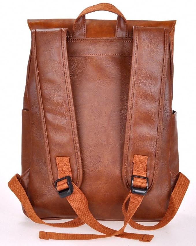 Amazon.com: Good&god Pu Leather Laptop Backpack School Bookback ...