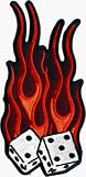 Large Flaming Dice - 6 x 3 - Embroidered Iron On or Sew On Patch