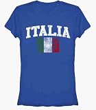 Italia National Futbol Soccer Team Aged Juniors Size Fitted Girly Vintage Royal Blue T-Shirt Tee