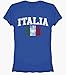 Italia National Futbol Soccer Team Aged Juniors Size Fitted Girly Vintage Royal Blue ...