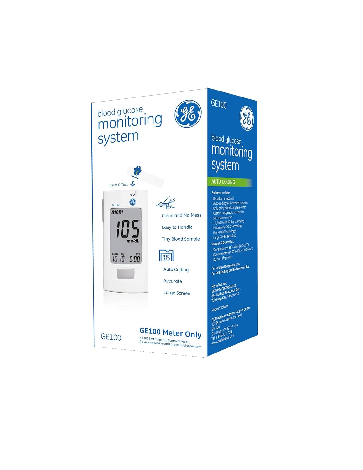 US GE100 Blood Glucose Monitoring System 1 Year Warranty 11street