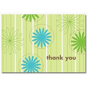 Daisy Stripes Thank You Note Card and Envelope 24 sets by Lenmar
