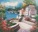 Art Reproduction Oil Painting - Mediterranean Scenes: Island Passion - Standard 20x24 - Hand Painted Canvas Art