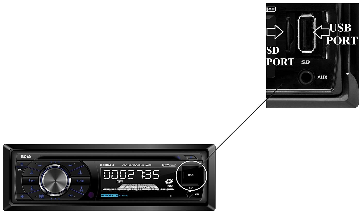 BOSS AUDIO 508UAB SingleDIN CD/MP3 Player Receiver