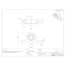 Spyraflo PB2-625-A Delrin Acetyl Bearing Pillow Block, 2 Bolt Holes, 0.625" Bore Diameter, Aluminum, Inch
