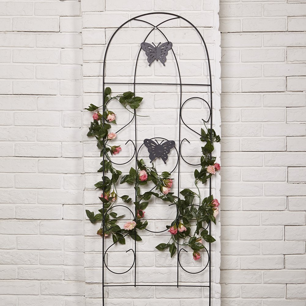 Amagabeli 60" x 18" Rustproof Black Iron Butterfly Garden Trellis for