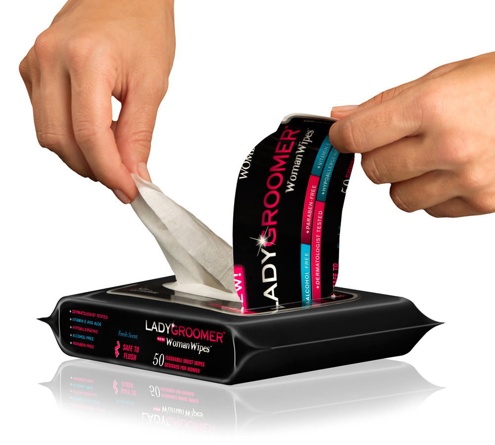 LADYGROOMER Woman Wipes Flushable Moist Personal Wipes