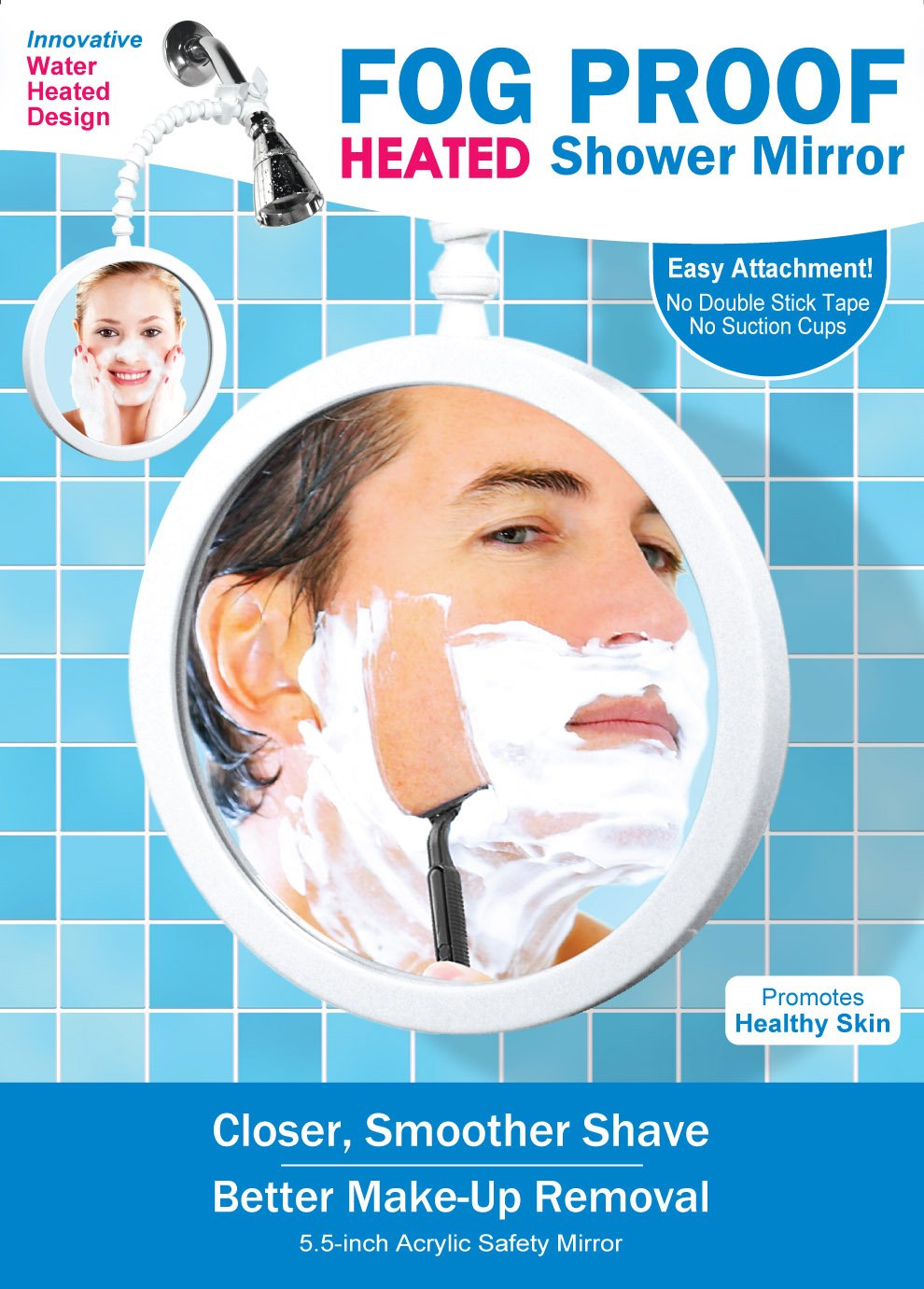 ShowerTek WV2 Fog Proof Shower Mirror for Best Shaving and MakeUp