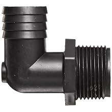 Thogus Polypropylene Tube Fitting, 90 Degree Elbow, Black, NPT Male x Barbed