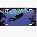 Single Diver Reef Scene License Plate