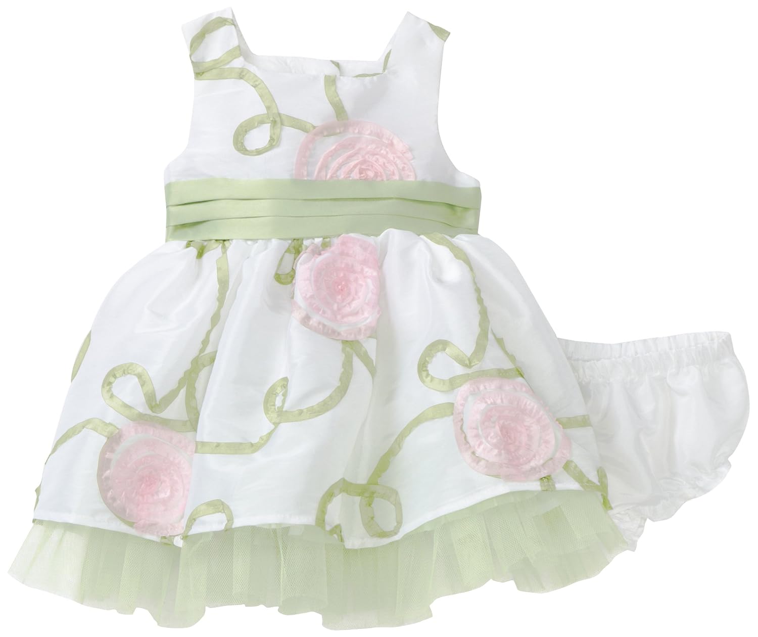 YOUNGLAND BABY GIRLS ROSE SOUTACHE 2-PIECE SLEEVELESS DRESS