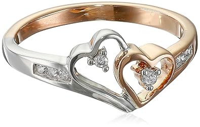 14k two tone diamond heart ring