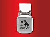 Border Collie - Spring Loaded Money Clip - Laser engraved
