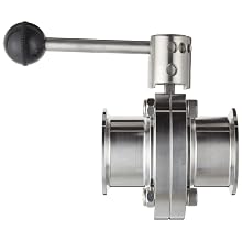 Dixon B5101V200CC-A Stainless Steel 316L Butterfly Valve with Pull Handle and Viton Seal, 2" Tube OD