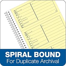 Adams Petty Cash Book, 5.25 x 11 Inch, Spiral Bound, 2-Part, Carbonless, 4 Forms per Page, 200 Sets, White and Canary (SC1156)