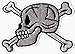 Grey Skull & Crossbones - BIG 5.25 x 4 - Embroidered Iron On or Sew On Patch