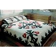 BUY : Hawaiian Quilt Bedspread, Anthuriums Black / Red, Twin Size. * Free Shipping From Hawaii