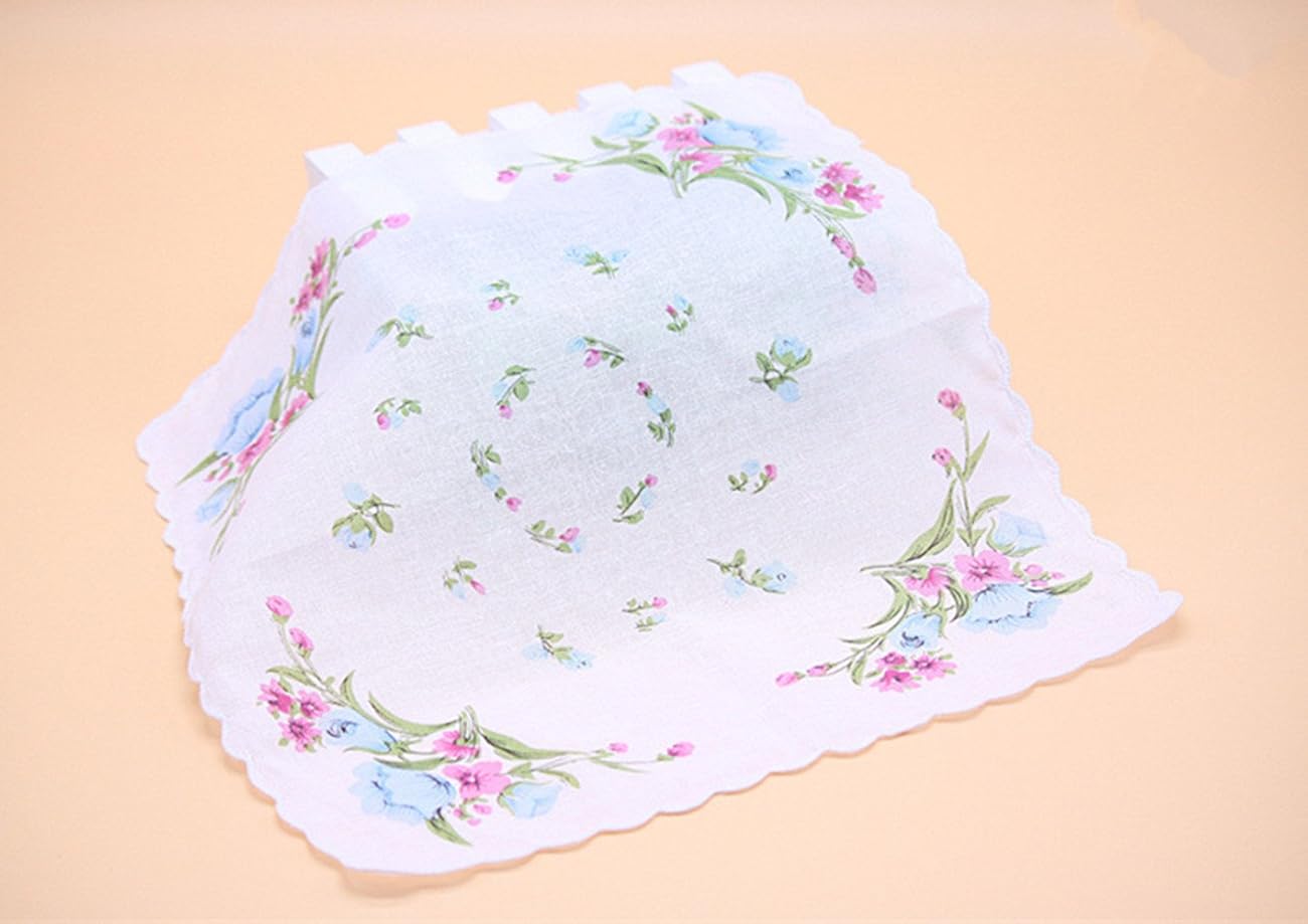 Colorful Women Quadrate Floral Handkerchiefs Wedding Party Fabric Hankies
