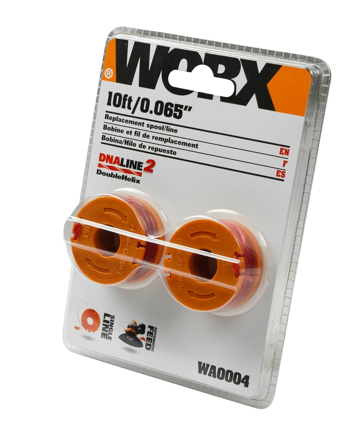 WORX WA0004 Replacement 10Foot Grass Trimmer/Edger Spool Line 2Pack