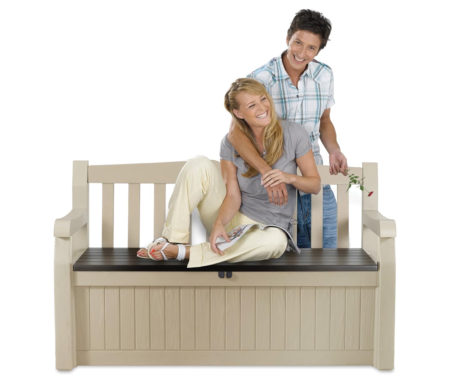 Furniture Bench Seat Garden Lockable Storage Box Indoor Outdoor