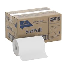 Georgia-Pacific 26610 SofPull Paper Towel Roll, 1-Ply Hardwound, 9" Width x 400' Length, White (Pack of 6)
