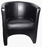 Black Leather Barrel-Shaped Guest Side Chair