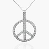 Sterling Silver Cubic Zirconia CZ Peace Sign Pendant