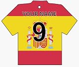 PERSONALISED SPAIN FLAG JERSEY WORLD CUP CAR AIR FRESHENER
