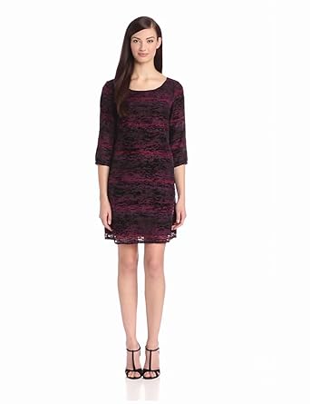 Maison Scotch Women's Burnout Dress, Maroon, Petite