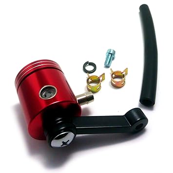 【クリックで詳細表示】(maxima★serect) 汎用 アルミ マスターシリンダー リザーバータンク ホース ステー 付き ヤマハ カワサキ ホンダ スズキ などに (赤 【 レッド 】)： スポーツ＆アウトドア