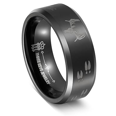 etched deer wedding rings