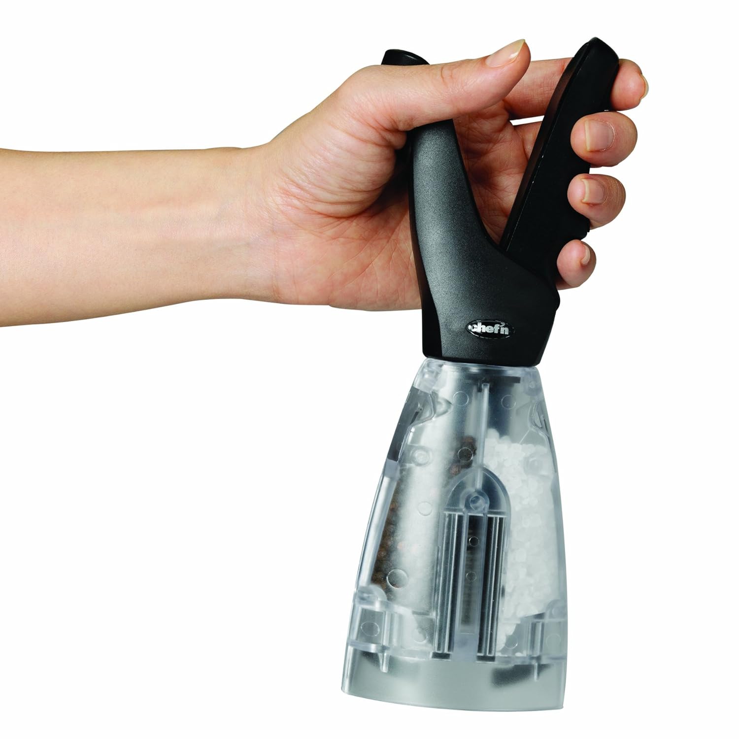 Chef`n Dual Salt and Pepper Grinder, Black Finish , New, Free Shipping