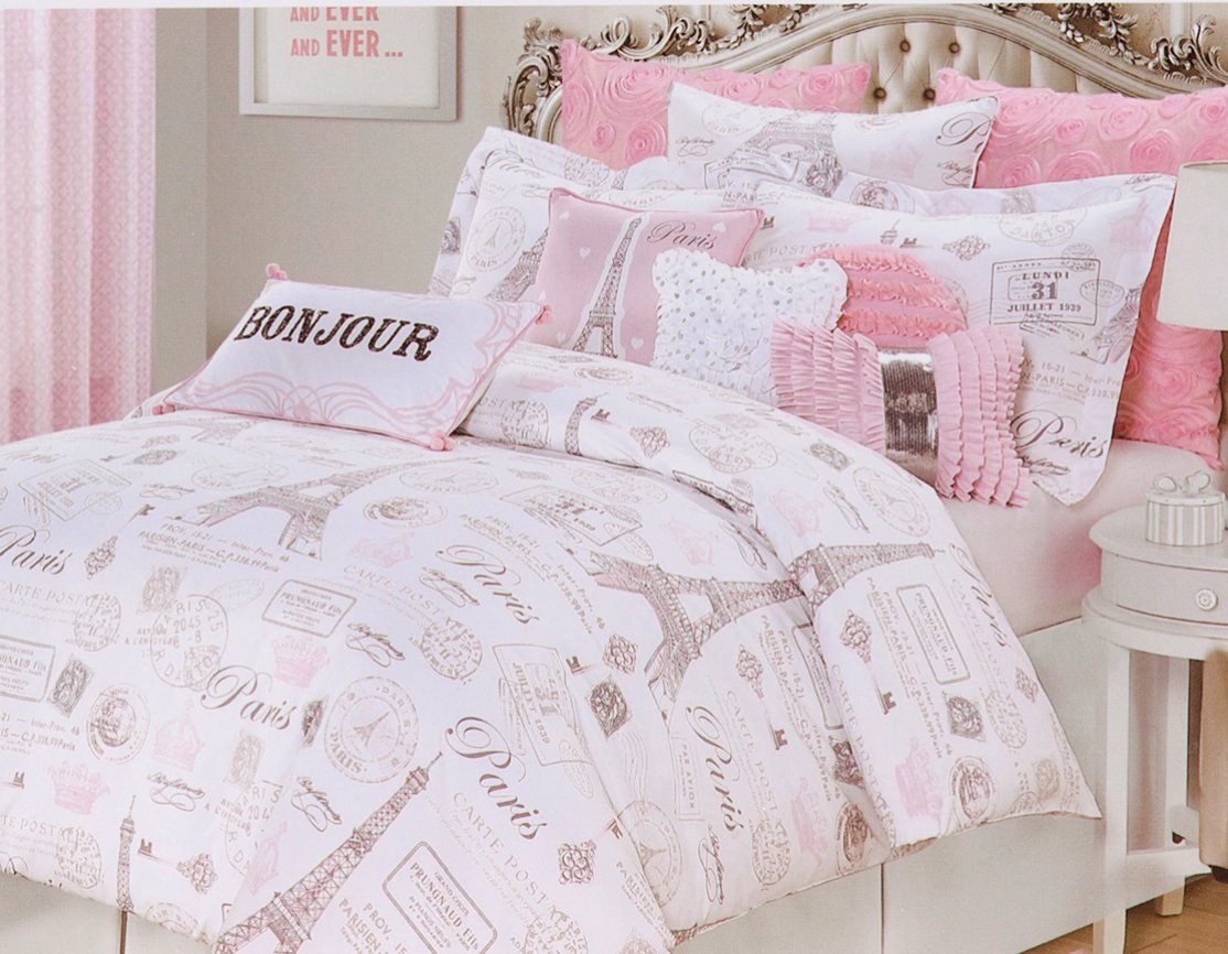 Paris French Vintage Duvet Quilt Cover by Designer Nicole Miller