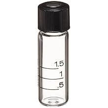 Wheaton Glass Graduated Sample Vial in Vial File, with Open Top Phenolic PTFE-Faced Silicone Lined Cap Attached