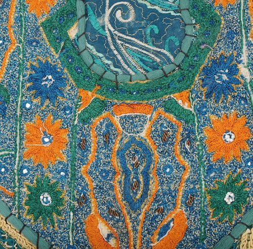 Imagen 3 de Cojín de algodón hecho a mano indio cover set Adorna con tamaño de trabajo de bordado y parche de 16 x 16 pulgadas Juego de 2 piezas