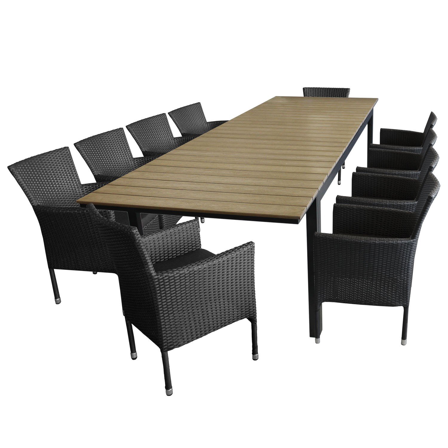 11tlg. Sitzgarnitur Sitzgruppe Gartengarnitur Aluminium Polywood