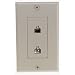 Leviton C2447-I Decora Flush Mount Duplex Phone Jack Wall plate, Color Ivory