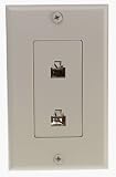 Flush Mount Dual Phone Jack, Ivory